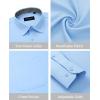 Alimens & Gentle Mens Dress Shirts Long Sleeve Button Down Shirt Men Wrinkle Free Contrast Collar Shirts(Light Blue)