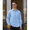 Alimens & Gentle Mens Dress Shirts Long Sleeve Button Down Shirt Men Wrinkle Free Contrast Collar Shirts(Light Blue)