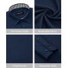 Alimens & Gentle Mens Dress Shirts Long Sleeve Button Down Shirt Men Wrinkle Free Contrast Collar Shirts(Navy Blue)