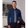 Alimens & Gentle Mens Dress Shirts Long Sleeve Button Down Shirt Men Wrinkle Free Contrast Collar Shirts(Navy Blue)
