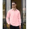 Alimens & Gentle Mens Dress Shirts Long Sleeve Button Down Shirt Men Wrinkle Free Contrast Collar Shirts(Pink)