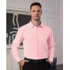 Alimens & Gentle Mens Dress Shirts Long Sleeve Button Down Shirt Men Wrinkle Free Contrast Collar Shirts(Pink)
