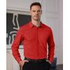 Alimens & Gentle Mens Dress Shirts Long Sleeve Button Down Shirt Men Wrinkle Free Contrast Collar Shirts(Red-black Polka Dots)
