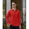 Alimens & Gentle Mens Dress Shirts Long Sleeve Button Down Shirt Men Wrinkle Free Contrast Collar Shirts(Red-black Polka Dots)