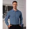 Alimens & Gentle Mens Dress Shirts Long Sleeve Button Down Shirt Men Wrinkle Free Contrast Collar Shirts(Steel Blue)