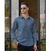 Alimens & Gentle Mens Dress Shirts Long Sleeve Button Down Shirt Men Wrinkle Free Contrast Collar Shirts(Steel Blue)