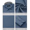 Alimens & Gentle Mens Dress Shirts Long Sleeve Button Down Shirt Men Wrinkle Free Contrast Collar Shirts(Steel Blue)