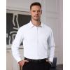 Alimens & Gentle Mens Dress Shirts Long Sleeve Button Down Shirt Men Wrinkle Free Contrast Collar Shirts(White)