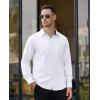 Alimens & Gentle Mens Dress Shirts Long Sleeve Button Down Shirt Men Wrinkle Free Contrast Collar Shirts(White-black Polka Dots)