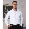 Alimens & Gentle Mens Dress Shirts Long Sleeve Button Down Shirt Men Wrinkle Free Contrast Collar Shirts(White-royal Blue)