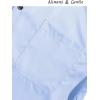 Alimens & Gentle Men’s Dress Shirts Long Sleeve Stretch Shirts Solid Button Down Shirt with Pocket(Contrast Button-blue)