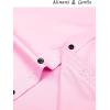 Alimens & Gentle Men’s Dress Shirts Long Sleeve Stretch Shirts Solid Button Down Shirt with Pocket(Contrast Button-pink)