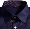 Alimens & Gentle Men’s Dress Shirts Long Sleeve Stretch Wrinkle-Free Business Casual Collar Contrast Button Down Shirt(Navy Blue)