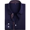 Alimens & Gentle Men’s Dress Shirts Long Sleeve Stretch Wrinkle-Free Business Casual Collar Contrast Button Down Shirt(Navy Blue)