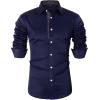 Alimens & Gentle Men’s Dress Shirts Long Sleeve Stretch Wrinkle-Free Business Casual Collar Contrast Button Down Shirt(Navy Blue)