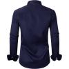 Alimens & Gentle Men’s Dress Shirts Long Sleeve Stretch Wrinkle-Free Business Casual Collar Contrast Button Down Shirt(Navy Blue)