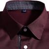 Alimens & Gentle Men’s Dress Shirts Long Sleeve Stretch Wrinkle-Free Business Casual Collar Contrast Button Down Shirt(Wine)