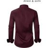 Alimens & Gentle Men’s Dress Shirts Long Sleeve Stretch Wrinkle-Free Business Casual Collar Contrast Button Down Shirt(Wine)