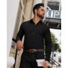 Alimens & Gentle Mens Dress Shirts Long Sleeve Wrinkle Free Stretch Solid Button Down Shirt Casual Wedding Dating Dress Shirt(Black)