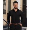 Alimens & Gentle Mens Dress Shirts Long Sleeve Wrinkle Free Stretch Solid Button Down Shirt Casual Wedding Dating Dress Shirt(Black)