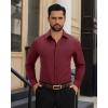 Alimens & Gentle Mens Dress Shirts Long Sleeve Wrinkle Free Stretch Solid Button Down Shirt Casual Wedding Dating Dress Shirt(Burgundy)