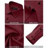 Alimens & Gentle Mens Dress Shirts Long Sleeve Wrinkle Free Stretch Solid Button Down Shirt Casual Wedding Dating Dress Shirt(Burgundy)