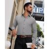 Alimens & Gentle Mens Dress Shirts Long Sleeve Wrinkle Free Stretch Solid Button Down Shirt Casual Wedding Dating Dress Shirt(Grey)