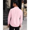 Alimens & Gentle Mens Dress Shirts Long Sleeve Wrinkle Free Stretch Solid Button Down Shirt Casual Wedding Dating Dress Shirt(Light Pink)