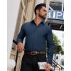 Alimens & Gentle Mens Dress Shirts Long Sleeve Wrinkle Free Stretch Solid Button Down Shirt Casual Wedding Dating Dress Shirt(Navy Blue)