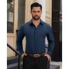 Alimens & Gentle Mens Dress Shirts Long Sleeve Wrinkle Free Stretch Solid Button Down Shirt Casual Wedding Dating Dress Shirt(Navy Blue)
