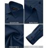 Alimens & Gentle Mens Dress Shirts Long Sleeve Wrinkle Free Stretch Solid Button Down Shirt Casual Wedding Dating Dress Shirt(Navy Blue)
