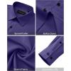 Alimens & Gentle Mens Dress Shirts Long Sleeve Wrinkle Free Stretch Solid Button Down Shirt Casual Wedding Dating Dress Shirt(Purple)