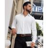 Alimens & Gentle Mens Dress Shirts Long Sleeve Wrinkle Free Stretch Solid Button Down Shirt Casual Wedding Dating Dress Shirt(Solid White)