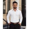 Alimens & Gentle Mens Dress Shirts Long Sleeve Wrinkle Free Stretch Solid Button Down Shirt Casual Wedding Dating Dress Shirt(Solid White)