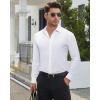 Alimens & Gentle Men’s Dress Shirts Long Sleeve Wrinkle Free Stretch Solid Formal Business Button Down Shirts(All White)