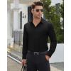 Alimens & Gentle Men’s Dress Shirts Long Sleeve Wrinkle Free Stretch Solid Formal Business Button Down Shirts(Black)