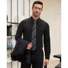 Alimens & Gentle Men’s Dress Shirts Long Sleeve Wrinkle Free Stretch Solid Formal Business Button Down Shirts(Black)