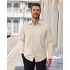 Alimens & Gentle Mens Dress Shirts Stretch Solid Wrinkle Free Button Down Shirt Casual Business Wedding Button Up Shirt(Beige)