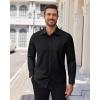 Alimens & Gentle Mens Dress Shirts Stretch Solid Wrinkle Free Button Down Shirt Casual Business Wedding Button Up Shirt(Black)