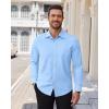 Alimens & Gentle Mens Dress Shirts Stretch Solid Wrinkle Free Button Down Shirt Casual Business Wedding Button Up Shirt(Light Blue)