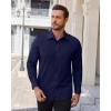 Alimens & Gentle Mens Dress Shirts Stretch Solid Wrinkle Free Button Down Shirt Casual Business Wedding Button Up Shirt(Navy Blue)