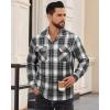 Alimens & Gentle Mens Flannel Shirts Long Sleeve Casual Plaid Button Down Shirt Jacket Work Daily Shackets with Pockets(Black White)