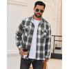 Alimens & Gentle Mens Flannel Shirts Long Sleeve Casual Plaid Button Down Shirt Jacket Work Daily Shackets with Pockets(Black White)