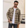 Alimens & Gentle Mens Flannel Shirts Long Sleeve Casual Plaid Button Down Shirt Jacket Work Daily Shackets with Pockets(Brown)