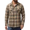 Alimens & Gentle Mens Flannel Shirts Long Sleeve Casual Plaid Button Down Shirt Jacket Work Daily Shackets with Pockets(Brown)