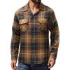 Alimens & Gentle Mens Flannel Shirts Long Sleeve Casual Plaid Button Down Shirt Jacket Work Daily Shackets with Pockets(Coffee Brown)