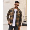 Alimens & Gentle Mens Flannel Shirts Long Sleeve Casual Plaid Button Down Shirt Jacket Work Daily Shackets with Pockets(Coffee Brown)