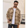 Alimens & Gentle Mens Flannel Shirts Long Sleeve Casual Plaid Button Down Shirt Jacket Work Daily Shackets with Pockets(Khaki)