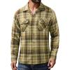 Alimens & Gentle Mens Flannel Shirts Long Sleeve Casual Plaid Button Down Shirt Jacket Work Daily Shackets with Pockets(Olive Brown)