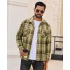 Alimens & Gentle Mens Flannel Shirts Long Sleeve Casual Plaid Button Down Shirt Jacket Work Daily Shackets with Pockets(Olive Brown)